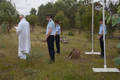No 9 Squadron Association Stanthorpe A2 378 ceremony photo gallery - Chaplin Kevin O`Sullivan blessing the memorial plaque
