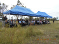 No 9 Squadron Association Stanthorpe A2 378 ceremony photo gallery - Sheltering under the marquis before the start